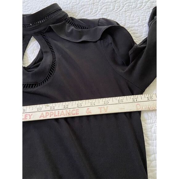 New York & Company 7th Avenue Black High Neck Ruffle Sleeve Blouse Size S - Picture 10 of 12